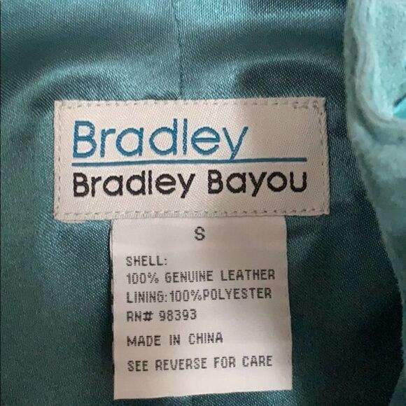 Vintage Suede 80’s Boxy Oversized Turquoise Bradley Leather Zip Up Jacket Sz S - Picture 3 of 10